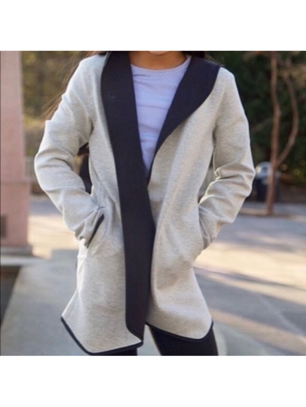 Ivivva Lululemon Gray/Black On The Double Wrap Reversible Jacket Girls Size 14